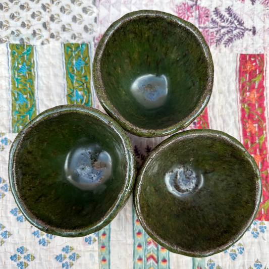 Bana (forest green trio of dip bowls)