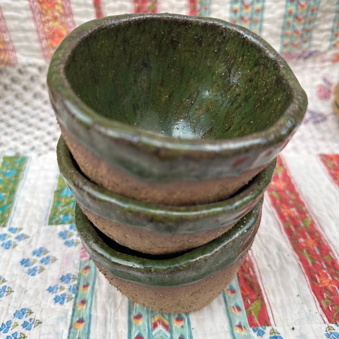 Bana (forest green trio of dip bowls)